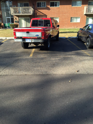 It doesn’t always follow the suggestions. This truck was parked courteously between the lines the night before, but sometime during the night it decided it knew better. Honestly, there was no sign of tampering, no dents, nothing. It was straight, and then it wasn’t. Go home truck, you’re drunk.
